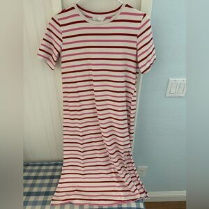 Tuckernuck T-shirt dress with pink and red stripes
